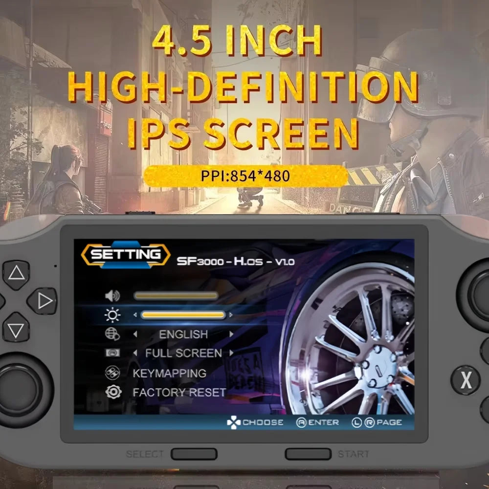 SF3000HD Retro Handheld Video Game Console Linux System 4.5 Inch 854*480 IPS Screen 3000Mah Portable Pocket Player Games SF3000