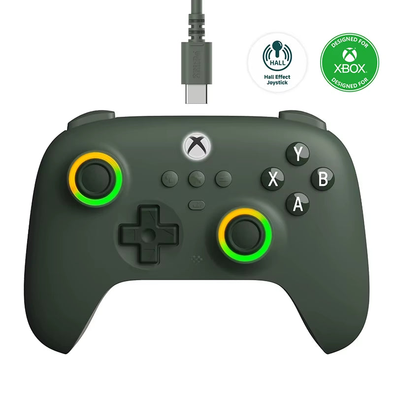 8Bitdo Ultimate C Wired Gaming Controller for Xbox, RGB Lighting Fire Ring and Hall Effect Joysticks, Windows 10/11