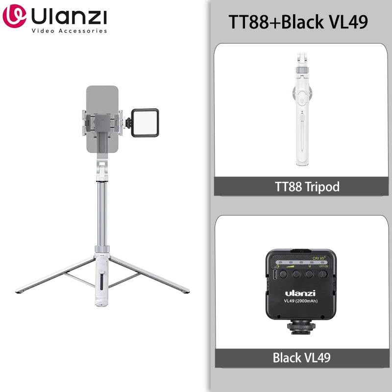 TT88 1.44M Overhead Selfie Stick Phone Tripod with Magnetic Clamp Wireless Remote Extension Tripod for Livestreaming Vlog