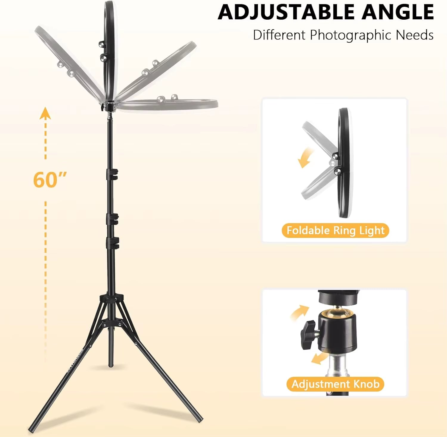 10-Inch LED Ring Light Foldable with 1.1M Tripod Stand +O-Clamp,3 Adjustable Lighting Modes for Photography, Live Stream, Makeup