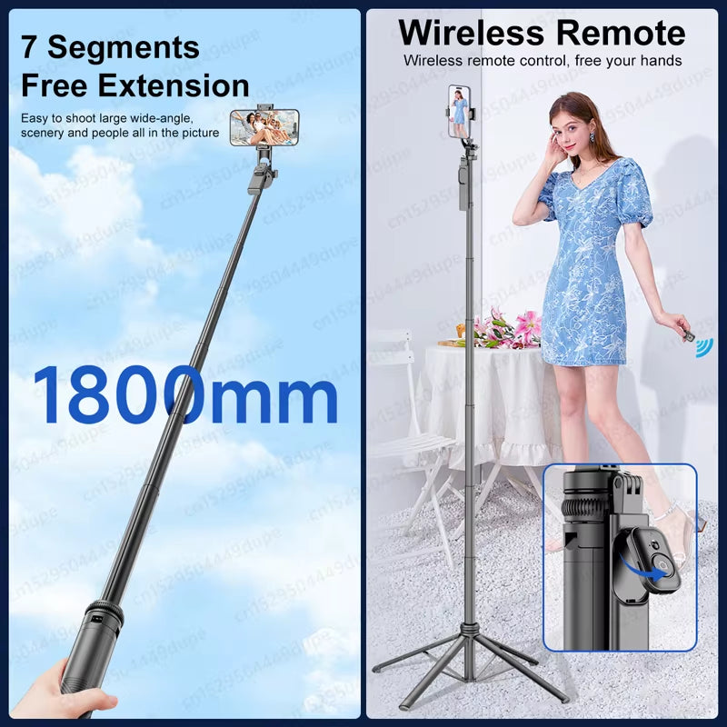 Tripod for Smartphone Light Camera,Tripods Stand with Wireless Bluetooth,Selfie Stick Brackets with Phone Holder for Vlog/Video