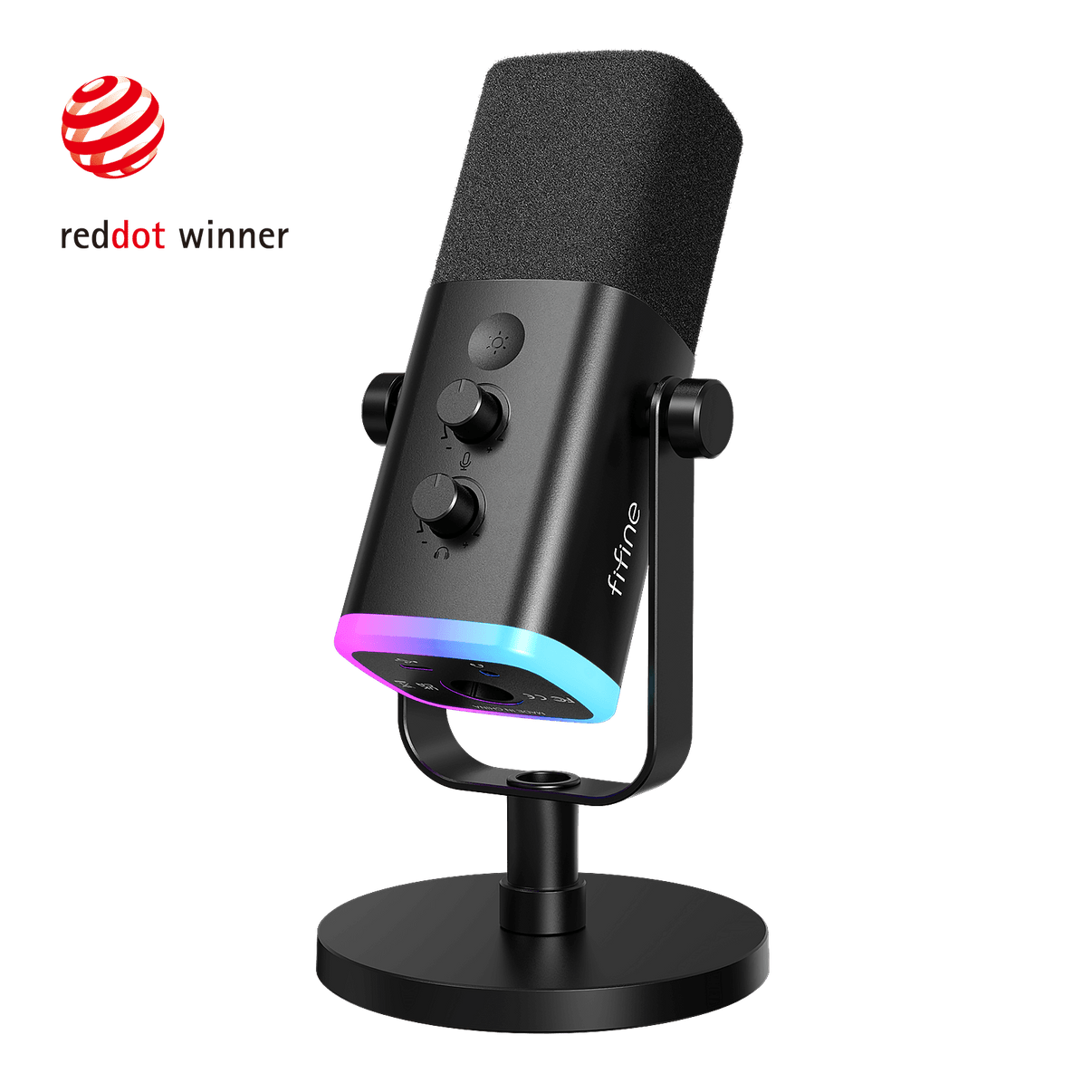 FIFINE AmpliGame AM8 USB XLR dynamic RGB microphone in black