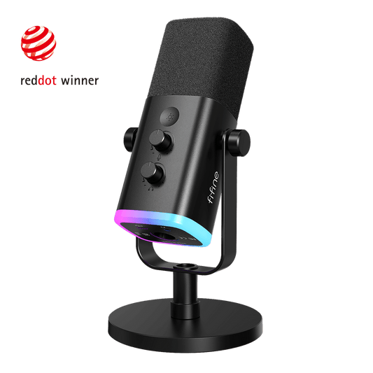 FIFINE AmpliGame AM8 USB XLR dynamic RGB microphone in black
